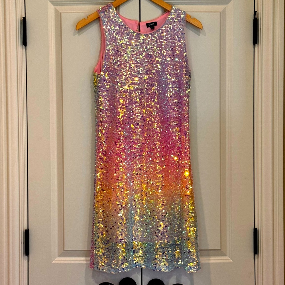 Zunie Purple and Pink Sequin Sheath Dress Prom